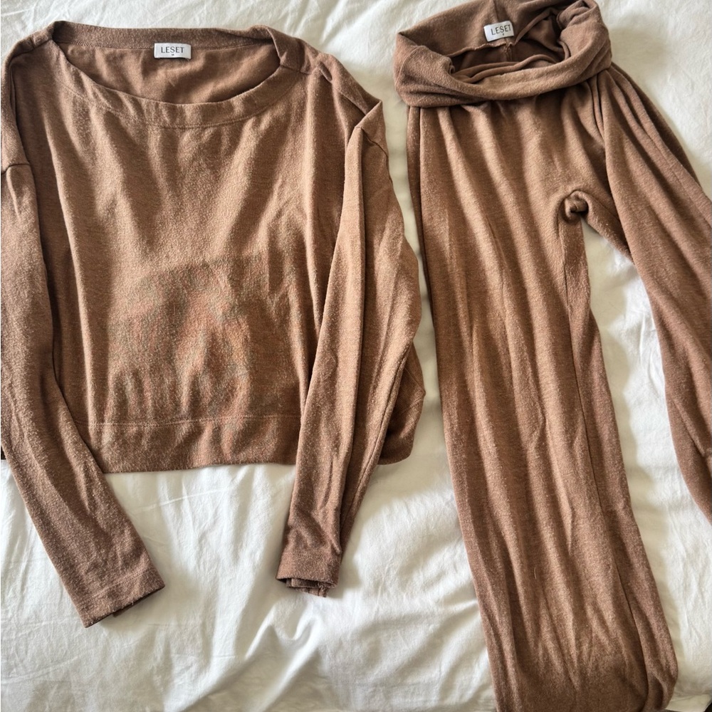 LESET Women's Tan Sweater and Pants Set